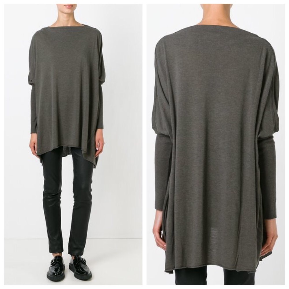 Rick Owens Oversized Loose Sweater in Dark Dust